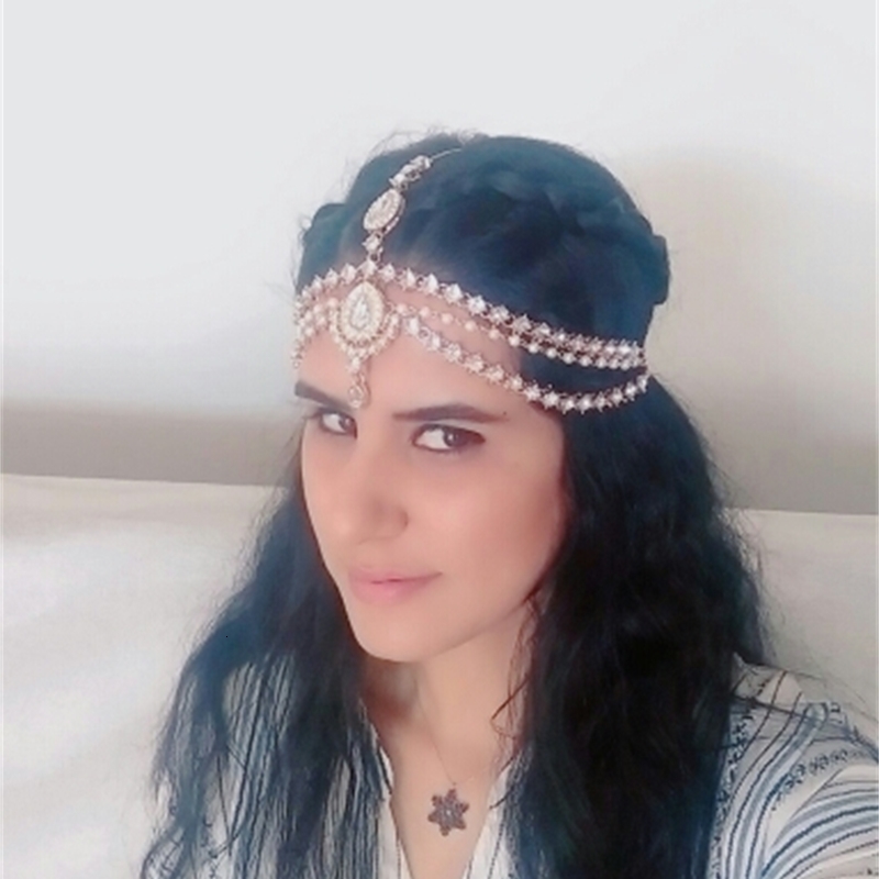 Wedding Hair Jewelry Handmade Kundan Stones Hair Chain Goddess Bridal Wedding Prom Head Chain Head Jewellery 230320