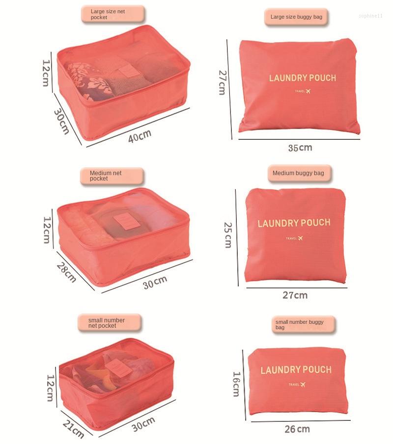 Storage Bags 6PCS Travel Bag Set For Clothes Tidy Organizer Wardrobe Suitcase Pouch Case Shoes Packing Cube