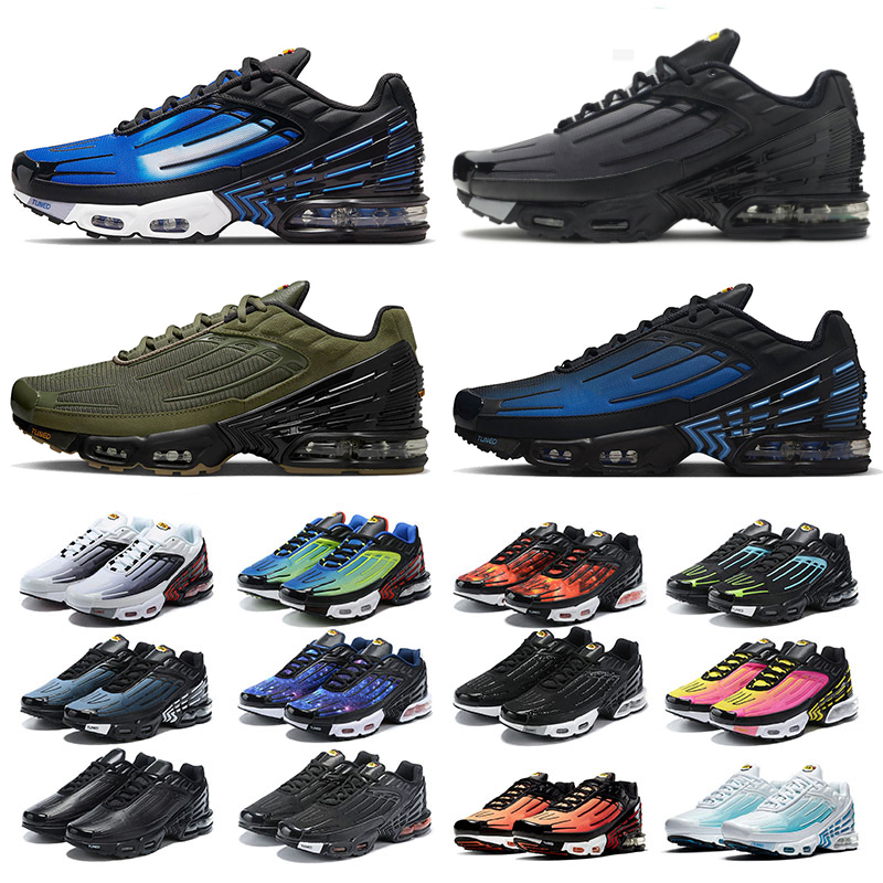 Tn Plus 3 Tn 3 Athletic Shoes Running Sneakers Tn3 Obsidian Olive Unity Black White France Royal Blue Wolf Grey Laser Blue Trrainers Big Size 12