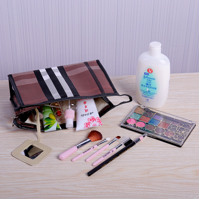 Makeup Bags Stripes Cosmetic Bag Portable Travel Organizer Multifunction Storage Handbag Plaid Toiletry Bag for Women and Girls