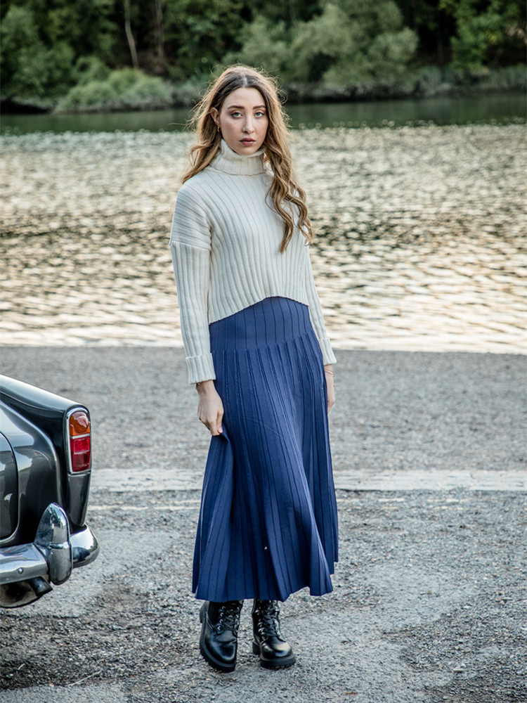 Skirts 2023 Women Maxi Female Knitted Long Dress Solid Color Knitting Skirt XS3XL Plus Size Woman Autumn Winter 230321