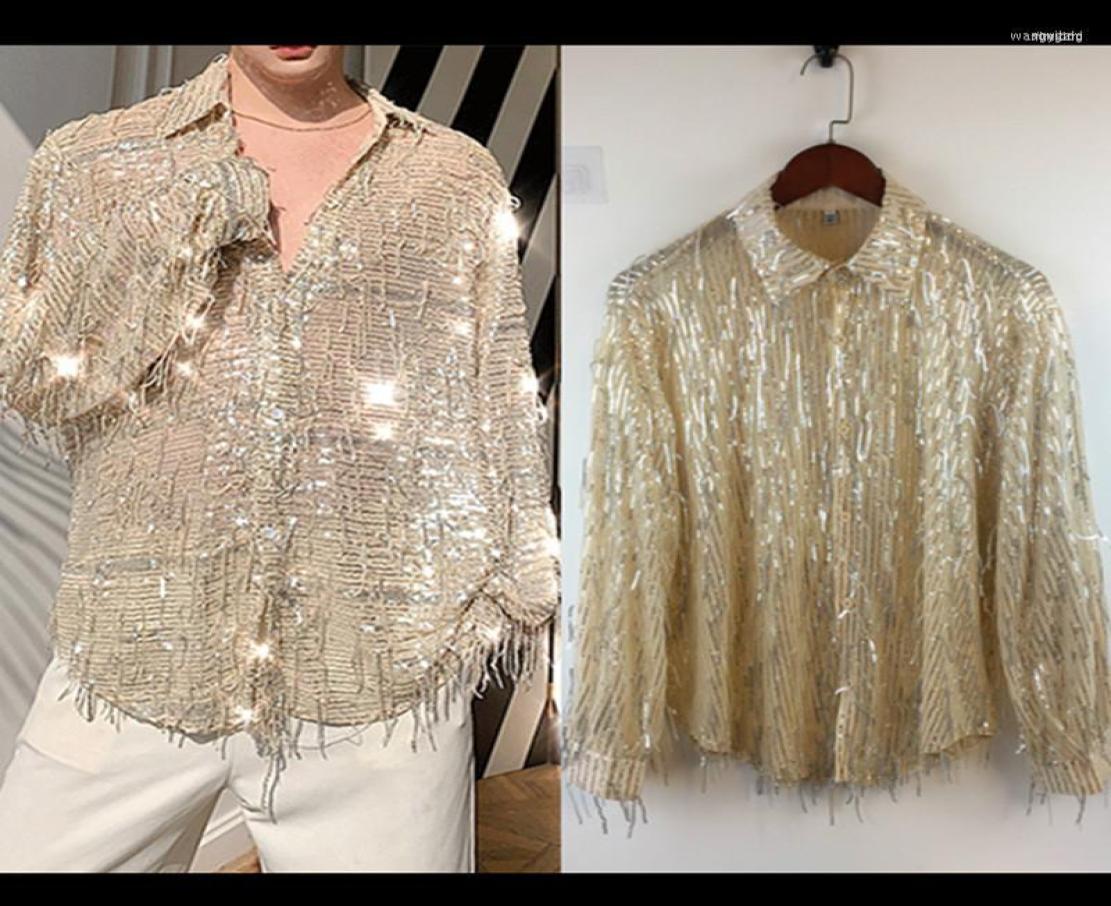 Men039s Casual Shirts Men039s Gold Black Sequins Perspective Tassel Loose Long Sleeve Shirt Men39s Singer Dancer Performa5562249
Men039s Casual Shirts Men039s Gold Black Sequins Perspective Tassel Loose Long Sleeve Shirt Men39s Singer Dancer Performa5562249
