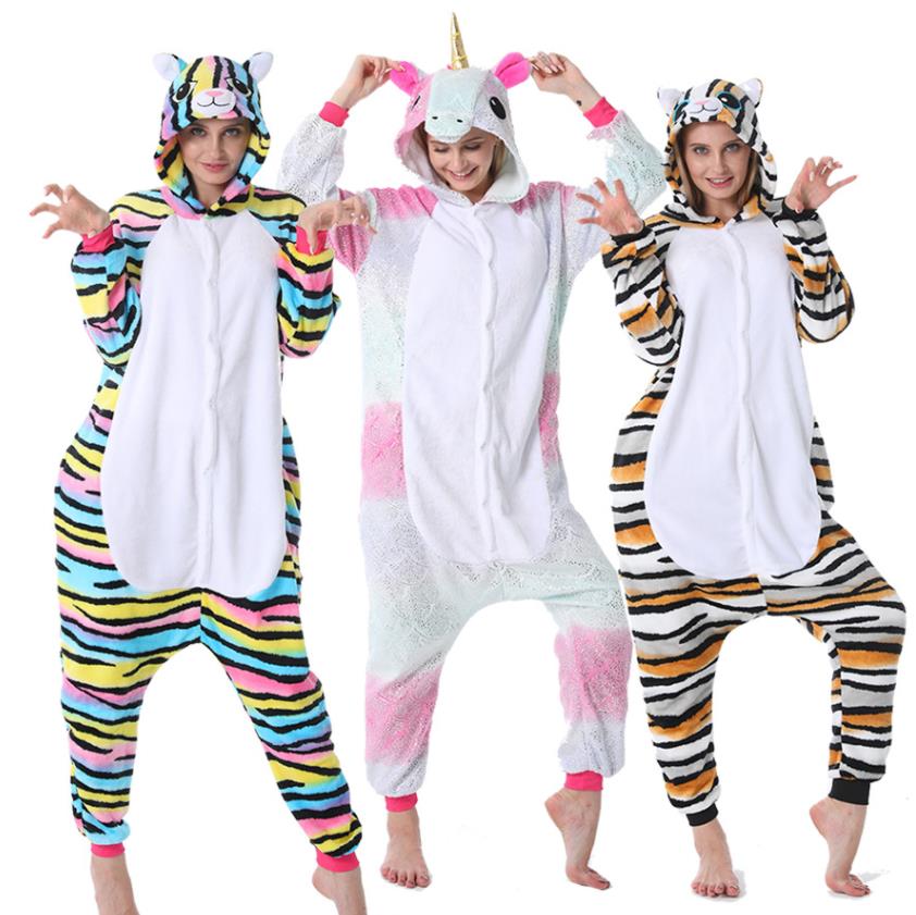 Onesie Pajamas Animal Theme Costume Jumpsuits Women Men Cartoon Cosplay Onepiece Sleepwear Unisex Homewear Carnival Night Anime One-Piece Plush S M L 