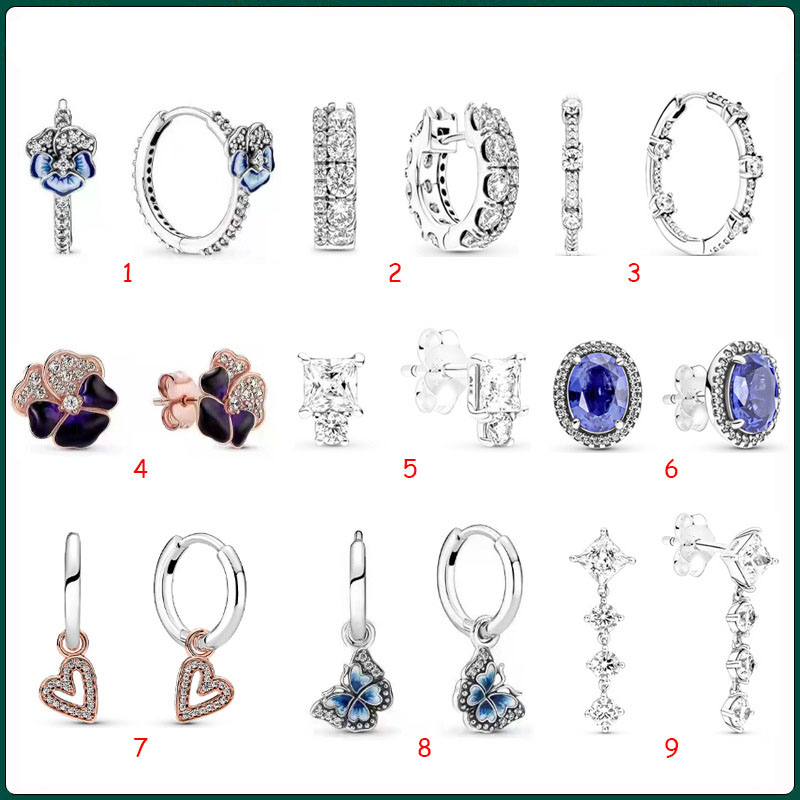 2023 New Popular 925 Sterling Silver 925 Sterling Silver Blue Butterfly Love Earring Women' Gift Fashion Jewelry Accessories