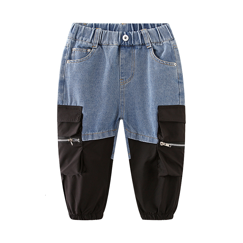 Jeans Spring Autumn Casual 2 3 4 5 6 8 10 12 Years Children's Clothing Denim Zipper Pocket Patchwork Jeans For Kids Baby Boy 230322