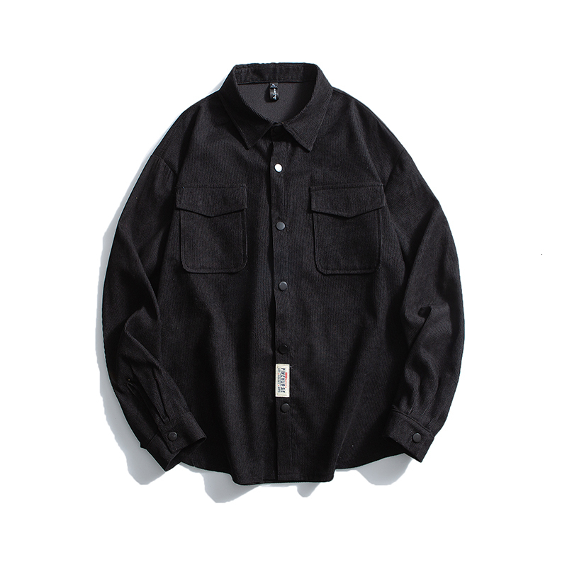 Men's Casual Shirts Corduroy Shirts Pocket Long Sleeve Casual Oversized Male Blouses Tops Vintage Fashion Cardigan Clothing Woman Shirt 230322