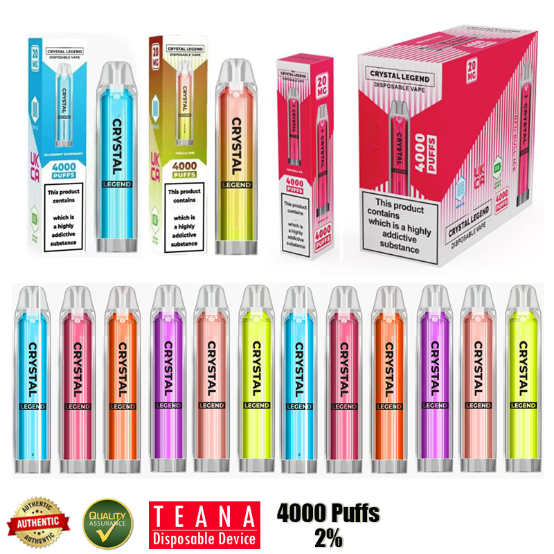 Crystal Legend Disposable Vape 4000 Puffs Original E Cigarette Mesh Coil 1350mAh Battery 15 Flavrs 2mg Prefilled 12ml E-Liquid LED Vapes Pen
Crystal Legend Disposable Vape 4000 Puffs Original E Cigarette Mesh Coil 1350mAh Battery 15 Flavrs 2mg Prefilled 12ml E-Liquid LED Vapes Pen