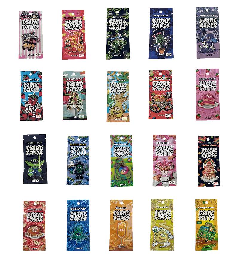 exotic carts packaging bags E-cigarette Package pack Fruit flavor Infused Candy Edibles Packing Mylar Smell Proof Wholesale bag
exotic carts packaging bags E-cigarette Package pack Fruit flavor Infused Candy Edibles Packing Mylar Smell Proof Wholesale bag