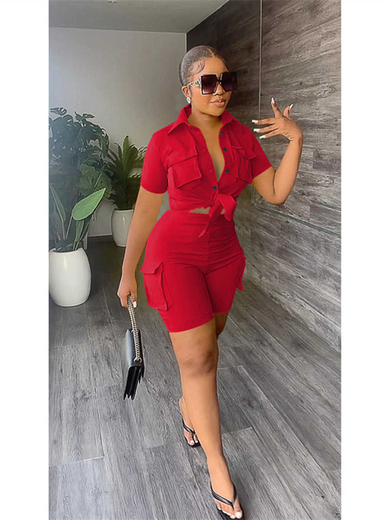 Womens Tracksuits Vintage Shorts Sets for Women Two 2 Piece Set Outfits 2023 Summer INS Clothes Short Sleeve Shirt Top and Shorts Suits Woman Sets P23