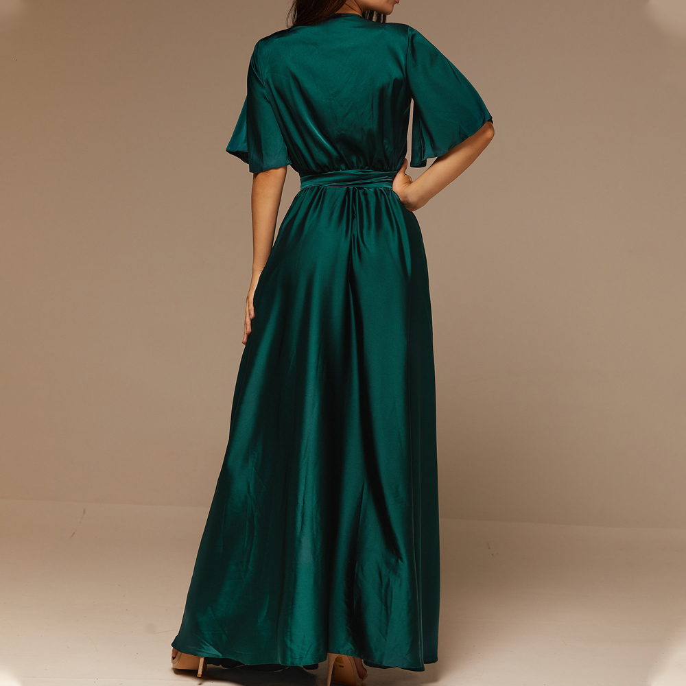 Party Dresses Formal Evening Dress Classic Long Sleeveless High Wasit Dresses Chiffon V Neck Vestidos De Noche Evening Dresses With Belt Cloth 230322