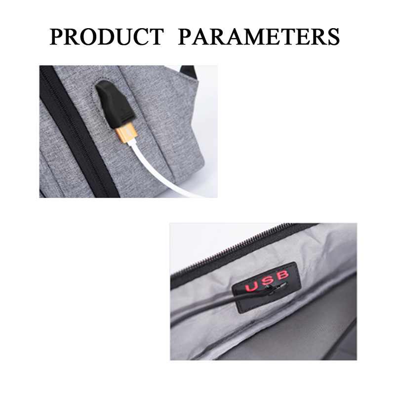 USB Charging Large Capacity Multifunctional Waterproof Backpack for Laptop or Leisure Travel Business Gray Black