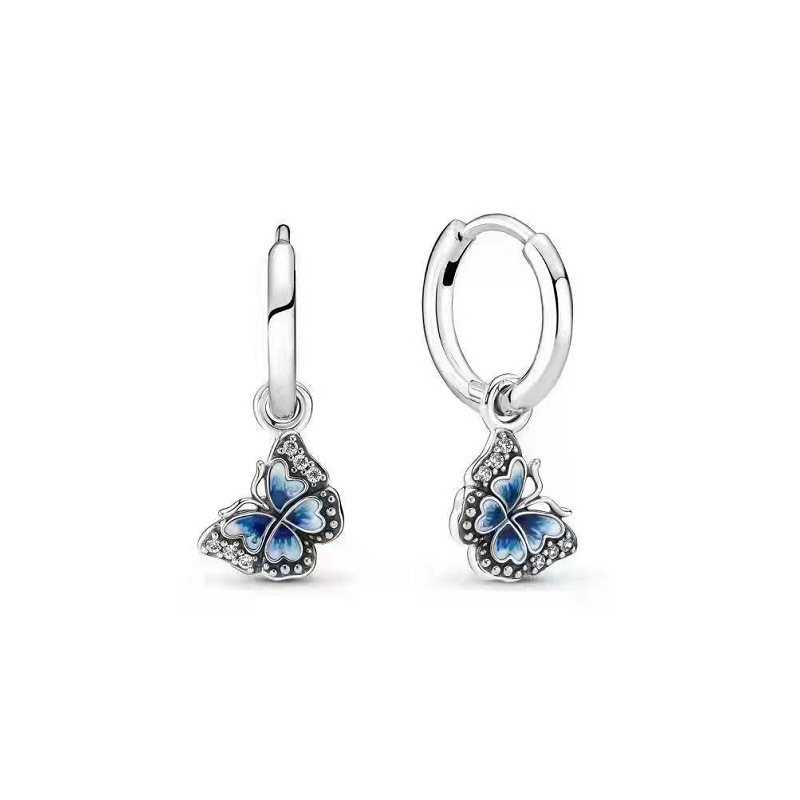 2023 New Popular 925 Sterling Silver 925 Sterling Silver Blue Butterfly Love Earring Women' Gift Fashion Jewelry Accessories