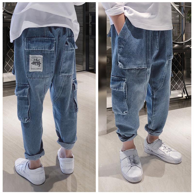 Jeans spring boy jeans in the big boy loose Harlan trousers children winter plus velvet thick casual pants 230322