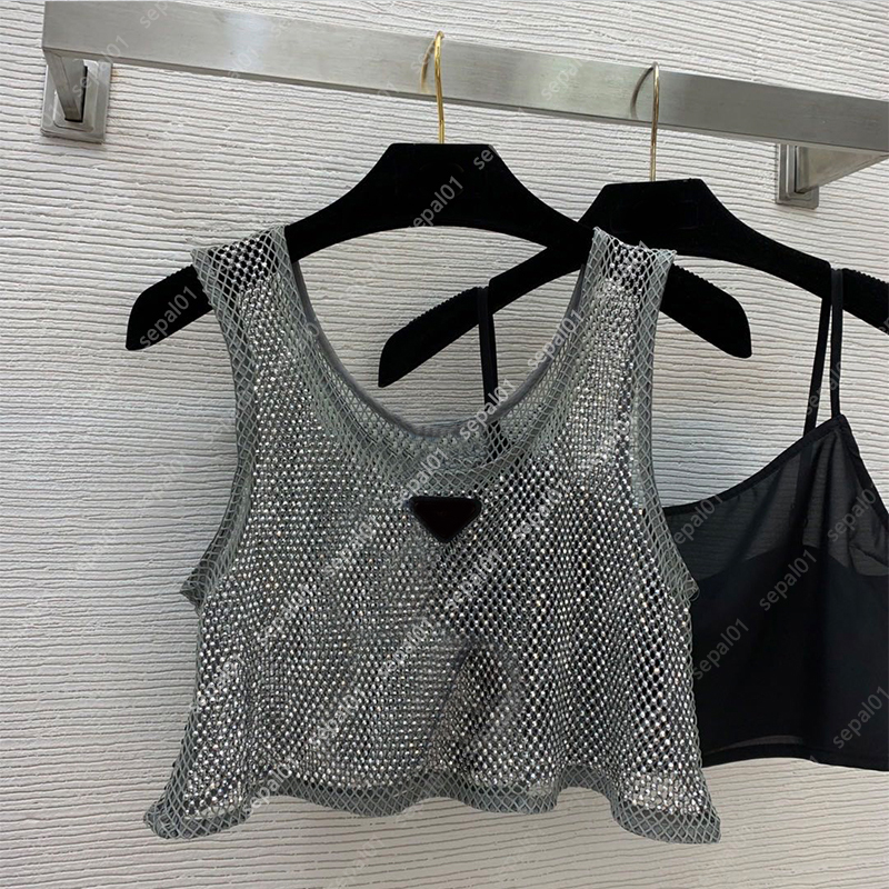 Womens T-Shirt Triangle Diamond Tank Tops Summer Sexy Hollow Out Sleeves Vest 5 Colors