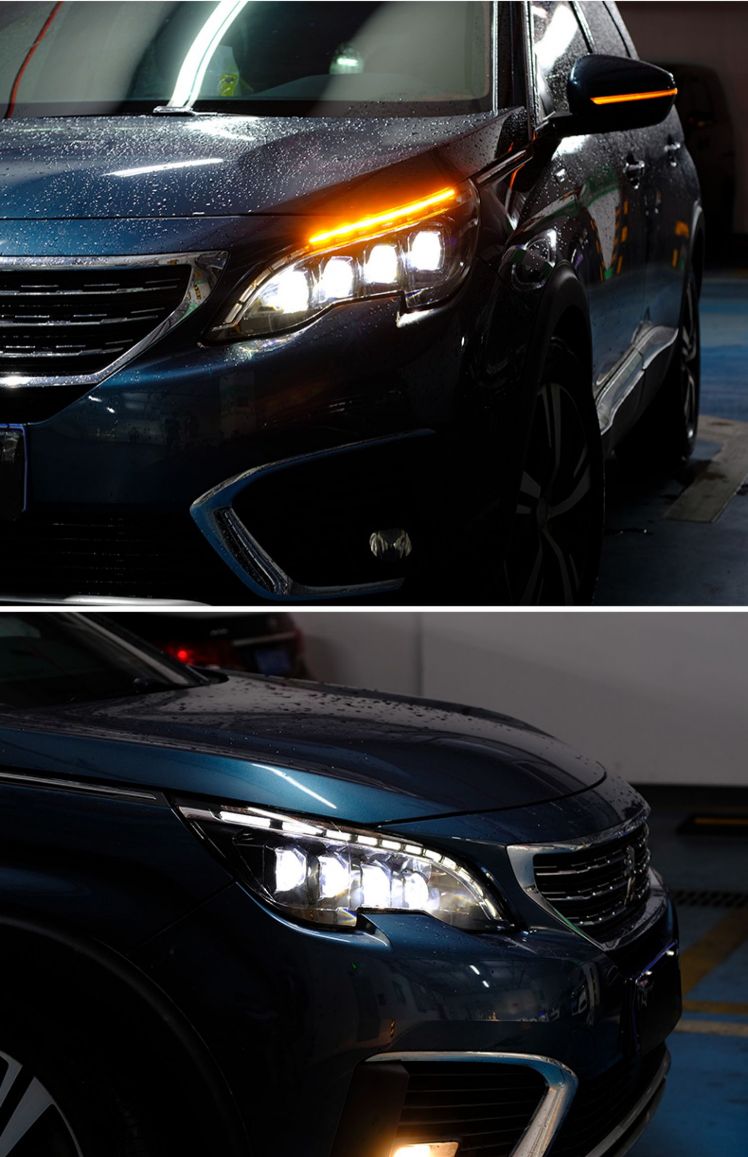 LED Light Bulbs Headlights For Peugeot 4008 5008 20 17-20 21 High Beam Lights Blue DRL Turn Signal Headlight