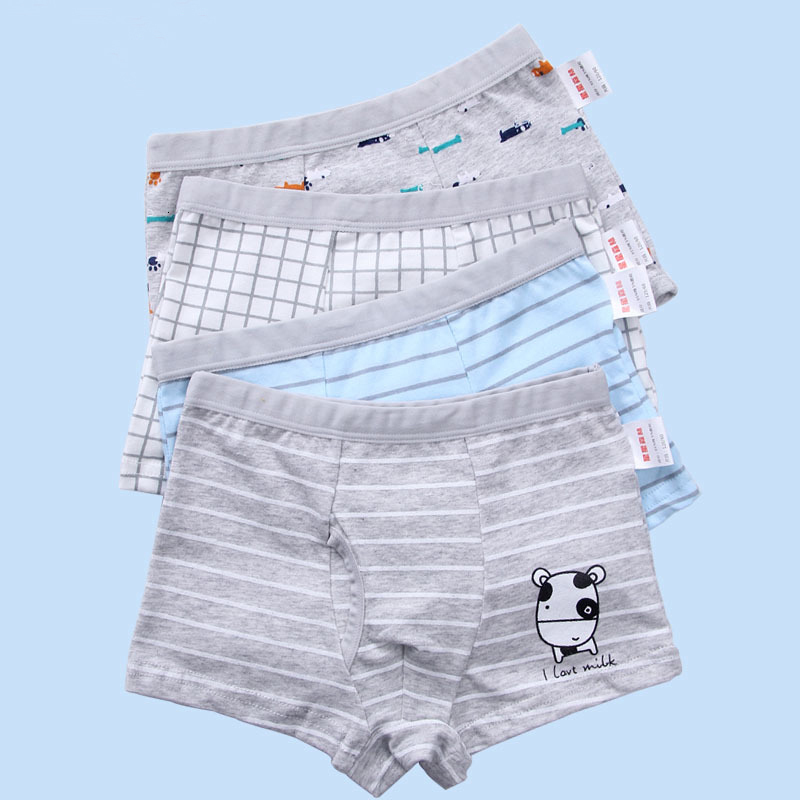 Panties 4PCSLOT Children Boys Underwear Cartoon Childrens Shorts Baby Boy Toddler Boxers Stripes Teenagers Cotton Underpants 230322