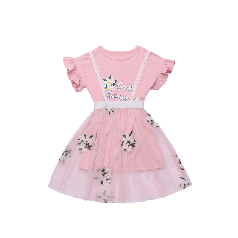 Clothing Sets girls clothes summer short sleeve tshirt letter printfloral embroidery mesh skrit children clothing set kid girl outfits 230322