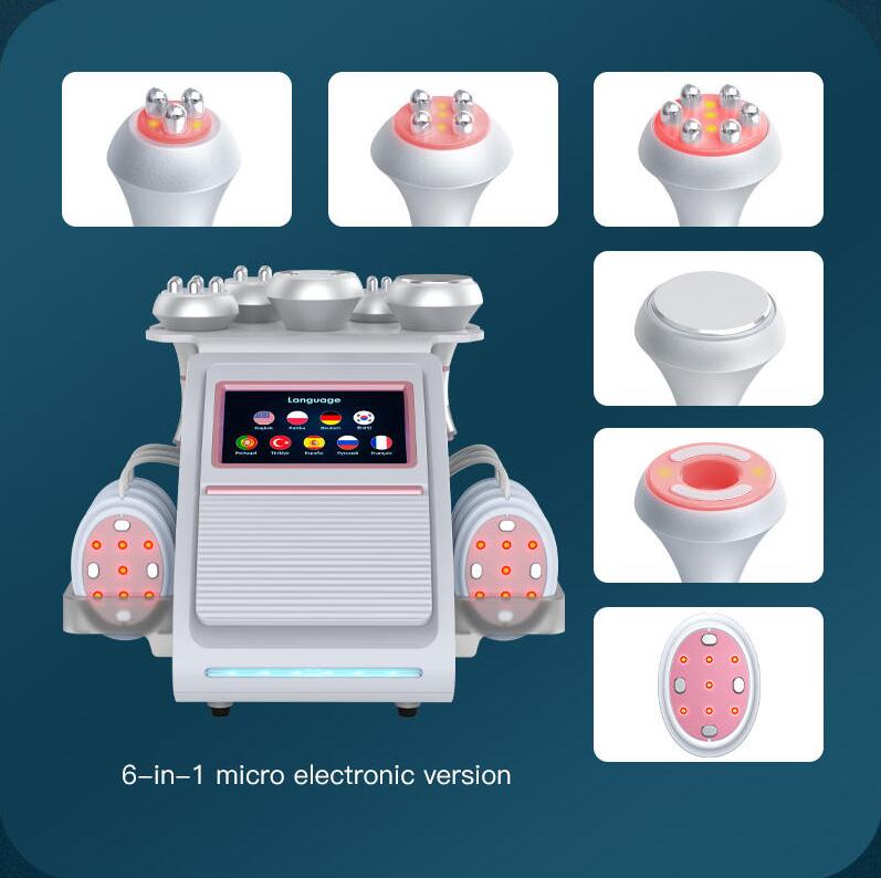 6 in 1 slimming Ultrasonic 80K Cavitation Face Lift Fat Burn Vacuum RF Slimming Massage Machine EMS Pads 80K Cavitation Machin