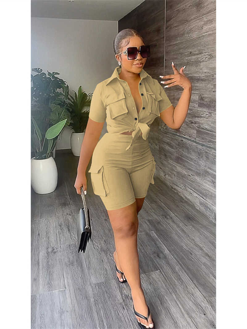 Womens Tracksuits Vintage Shorts Sets for Women Two 2 Piece Set Outfits 2023 Summer INS Clothes Short Sleeve Shirt Top and Shorts Suits Woman Sets P23