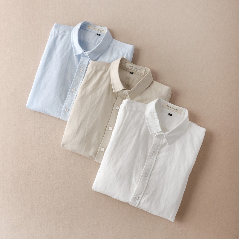 Men's Casual Shirts Spring White Thin Section Fresh Breathable Long-sleeved Linen Shirt Men's Beach Casual Sunscreen Cotton and Linen Shirt 