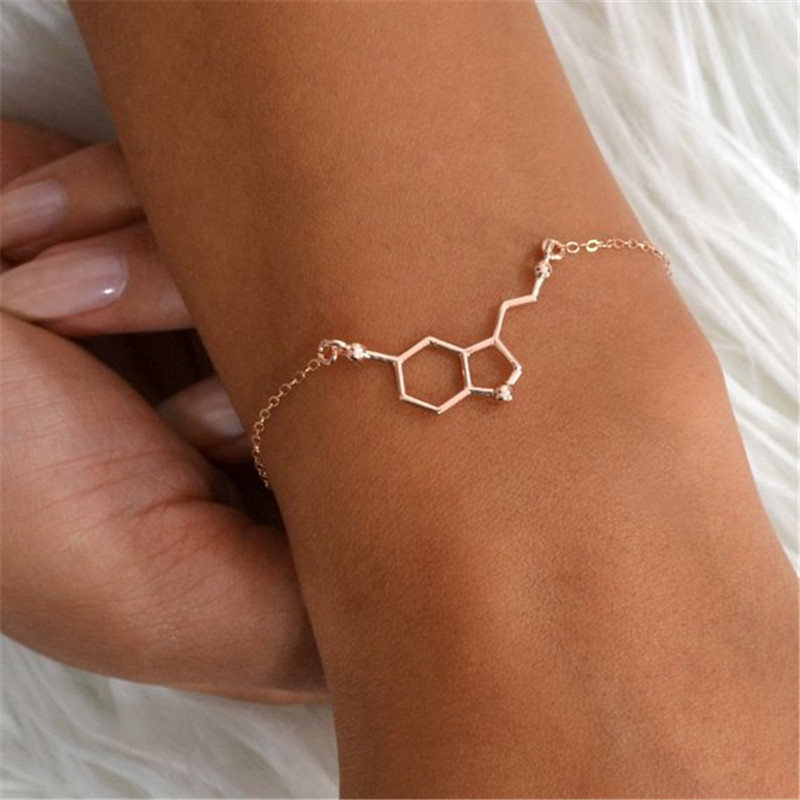 10PCS Molecule Bracelets Chemical Formula 5-HT Bracelet Hormone Molecular Structure DNA Bracelets Nurse Jewelry