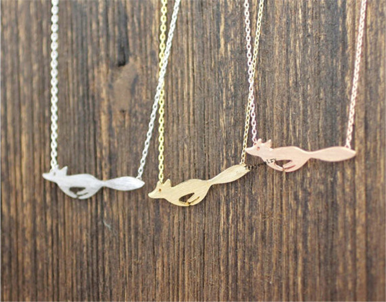 30PCS Cute Running Fox Necklaces Pendant Tiny Focks Origami Fox Necklace Animal jewelry for women men