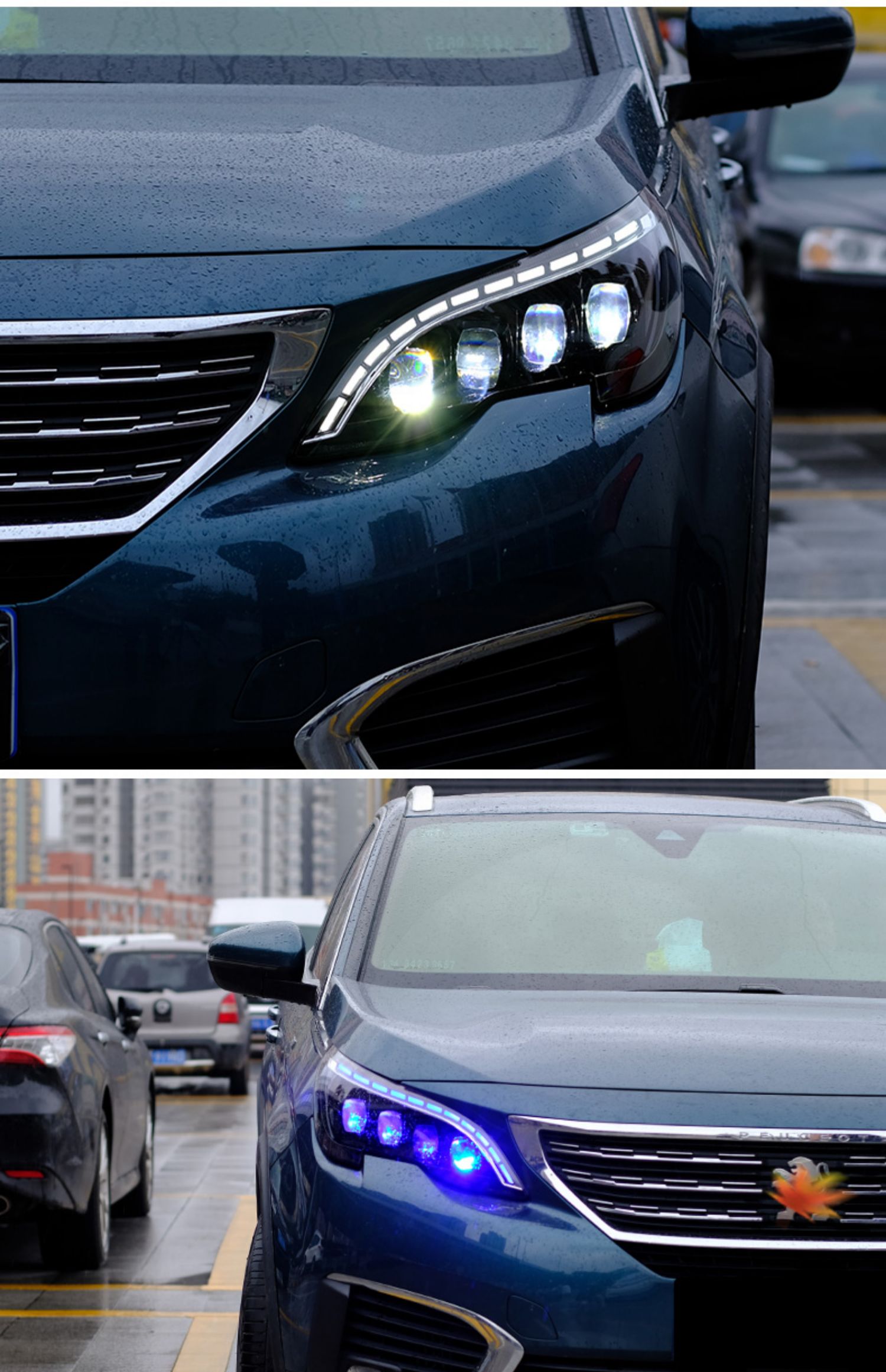 LED Light Bulbs Headlights For Peugeot 4008 5008 20 17-20 21 High Beam Lights Blue DRL Turn Signal Headlight