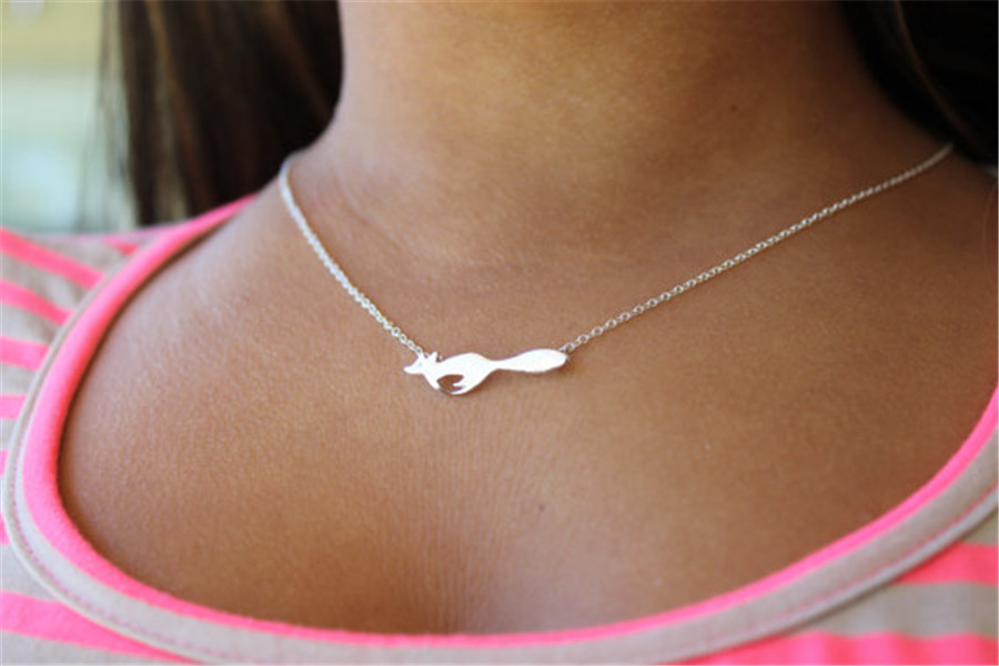 30PCS Cute Running Fox Necklaces Pendant Tiny Focks Origami Fox Necklace Animal jewelry for women men