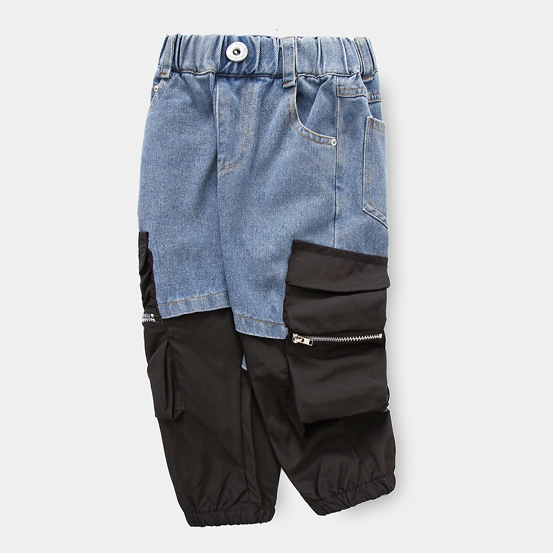 Jeans Spring Autumn Casual 2 3 4 5 6 8 10 12 Years Children's Clothing Denim Zipper Pocket Patchwork Jeans For Kids Baby Boy 230322