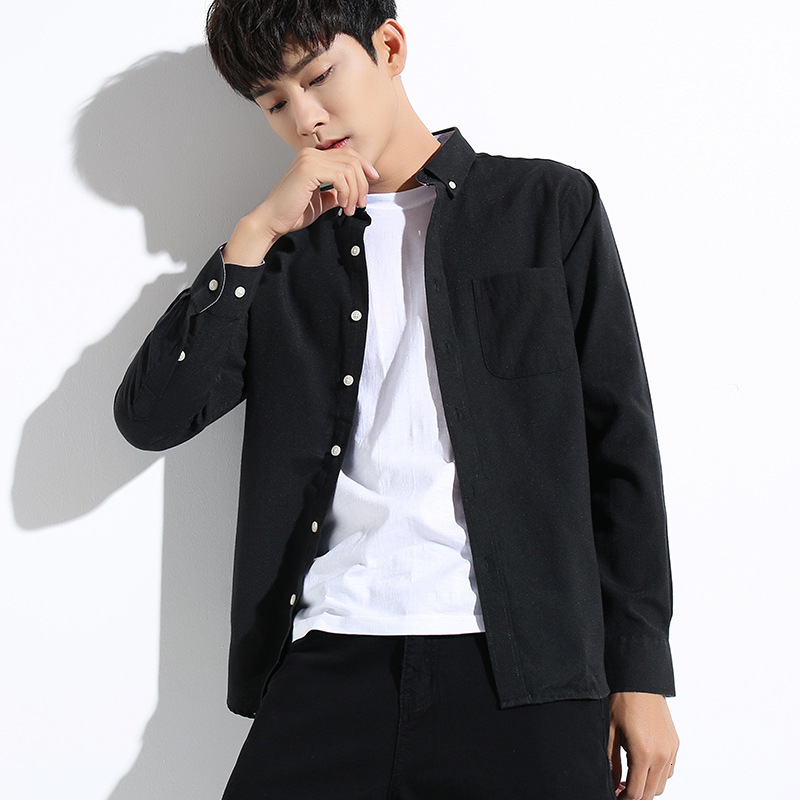 Men's Casual Shirts Spring and autumn men's shirt cotton water washing shirts in middle youth long -sleeved lapel business shirt 230322