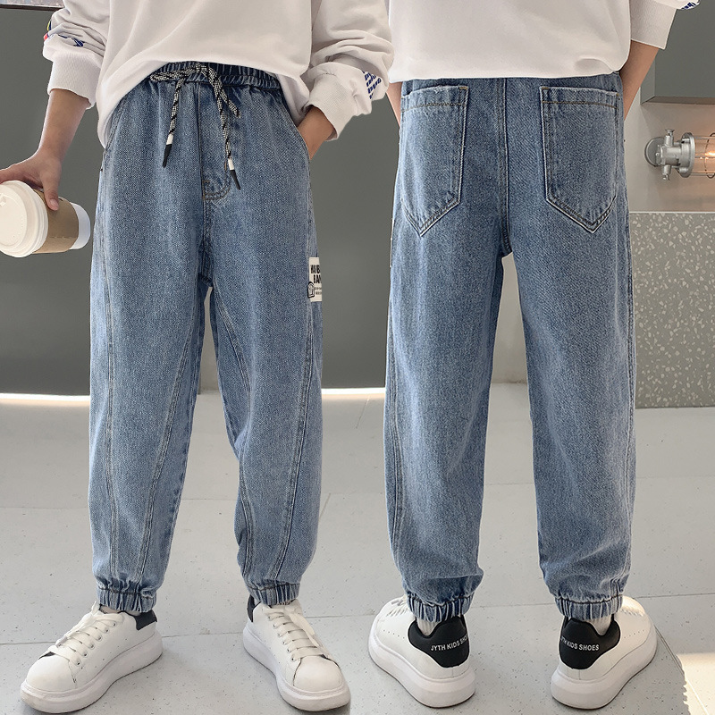 Jeans children's jeans spring and autumn boys' mid rise pants casual high-quality denim teenage boy clothing ages 4-14 230406