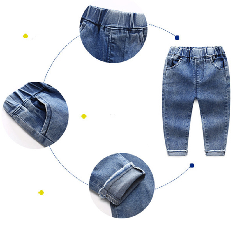 Jeans Spring Toddler Boys Jeans Pants Elastic Waist Long Denim Trousers Casual Children's Jeans For 2-8Yrs Kids Boys Clothes 230322