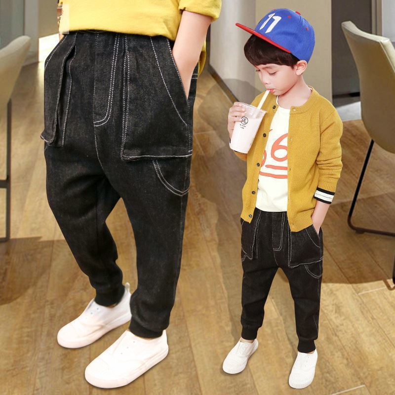 Jeans Boys jeans autumn/winter Korean version of children's pants big children's casual trousers plus velvet thick pants 230322