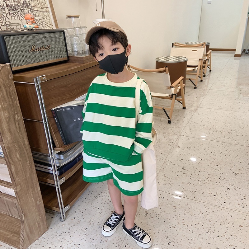 Clothing Sets Baby Girl Boy Cotton Striped Clothes Set Hoodie and Shorts 2pcs Infant Toddler Child Tracksuit Spring Autumn Summer 17Y 230322