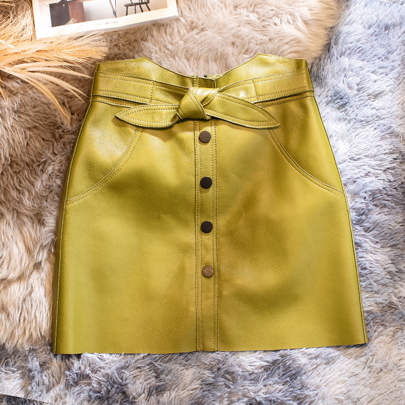 Skirts Female High Waist Skirts Genuine Sheepskin Leather Skirts Women's Short Skirt Slim Elegant Mini Skrits Ropa De Mujer Zjt2451 230322