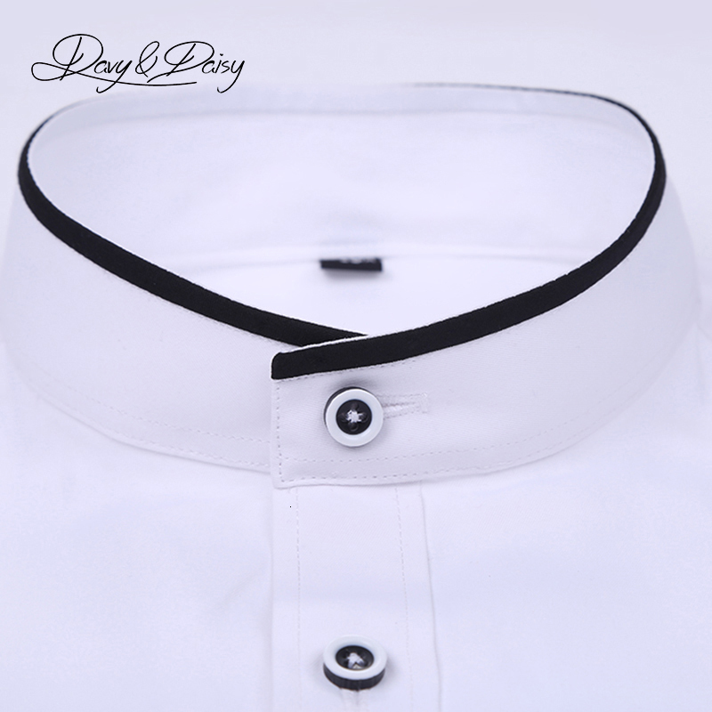 Men's Casual Shirts Arrival Men Shirt Mandarin Collar Long Sleeved Classical Solid Shirt Men Slim Fit Dress Business camisa masculina DS089 23032