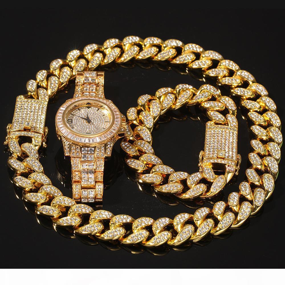 3pce set Men Hip hop Cuban link chain icedoutbling gold Necklace Bracelets watch mm width cuban Cha Necklaces charm jewelry gifts
3pce set Men Hip hop Cuban link chain icedoutbling gold Necklace Bracelets watch mm width cuban Cha Necklaces charm jewelry gifts