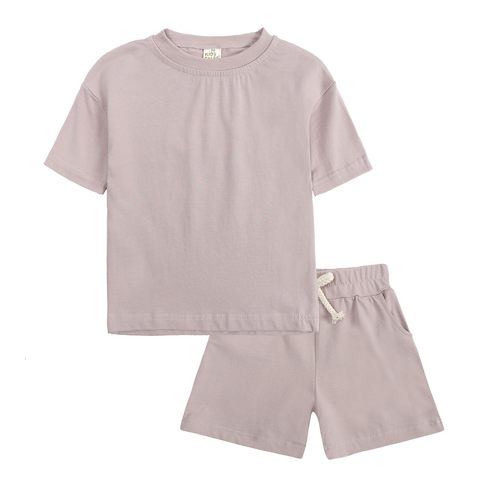 Clothing Sets Toddler Boys Girls Summer Sport Clothes Kids Solod Color Cotton Casual Crewneck Short Sleeve TShirt Shorts Children Outfits 230322