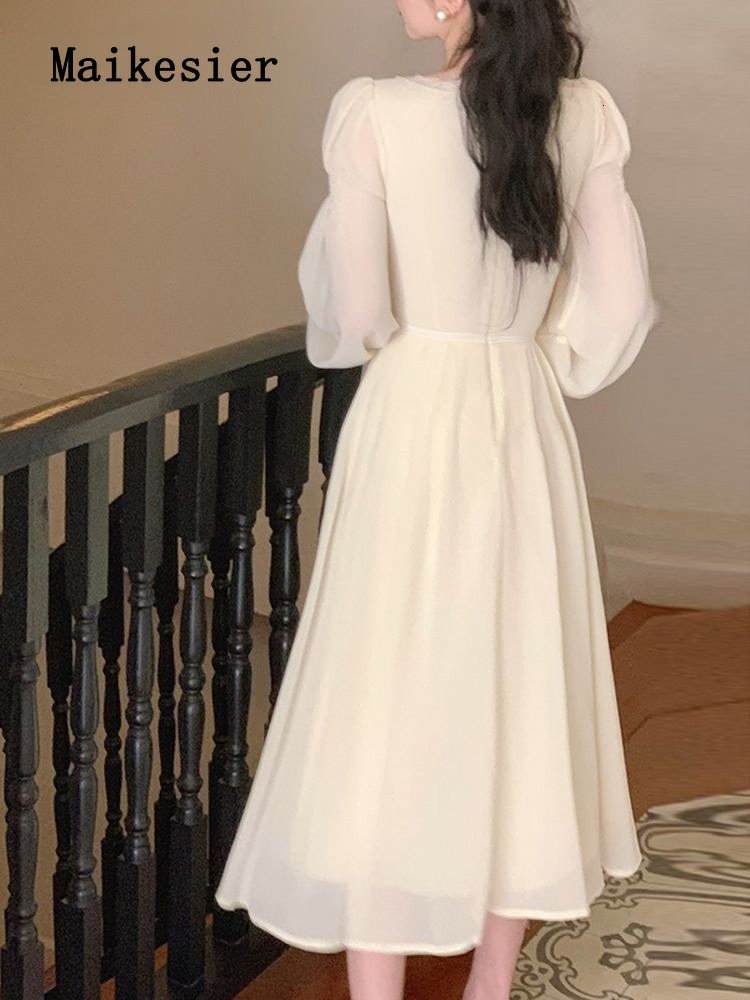Party Dresses Spring Summer Bubble Sleeve Square Neck French Fashion Long Dresses for Women Chic and Elegant Woman Dress Woman Clothing 230322