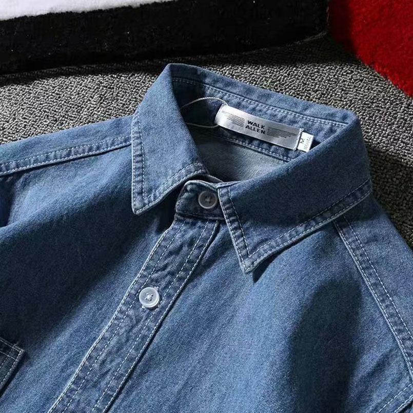 Men's Casual Shirts Vintage Denim Casual Shirt Men Long Sleeve Jean Jacket Japanese Streetwear Baggy Outerwear Fashion Mens Clothes 230322