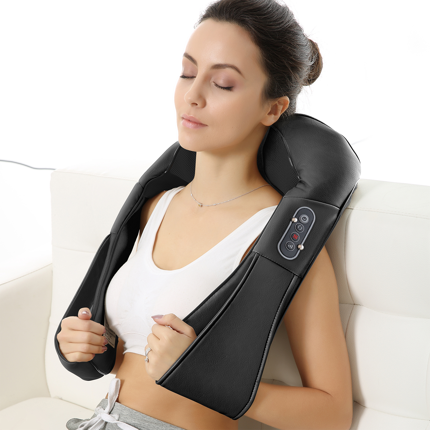 Electric Portable Car Back Heated Massager 3D Deep Tissue Kneading Massages for Relieving Pain, Neck and Upper Back Massager
