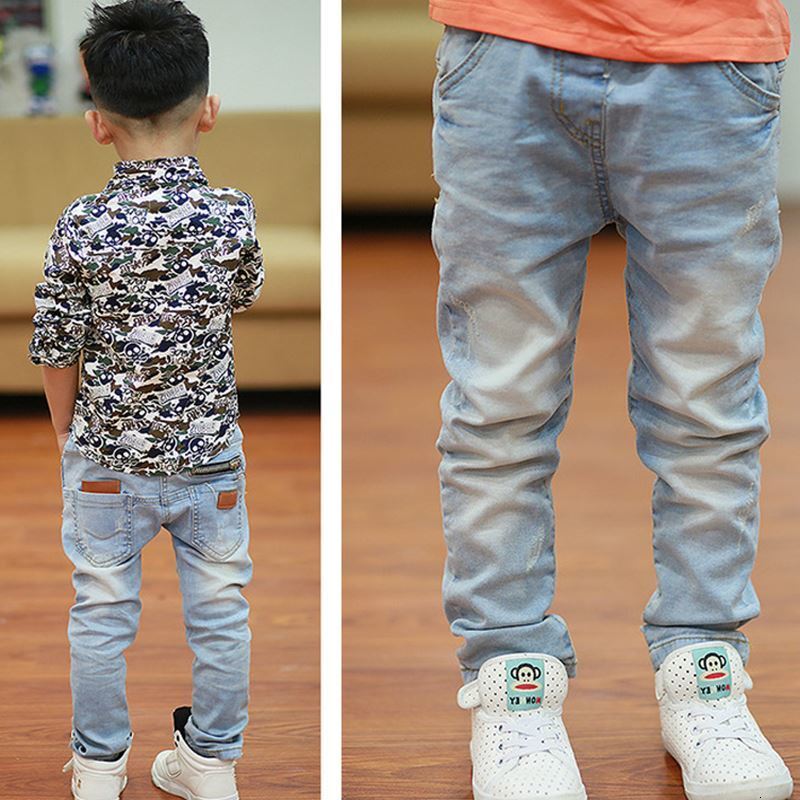 Jeans Children's Pants Big Boy Elastic Joker Jeans Spring Children's Pencil Leg Autumn Denim Clothing 2 to 14 Year Old Male Children 230406