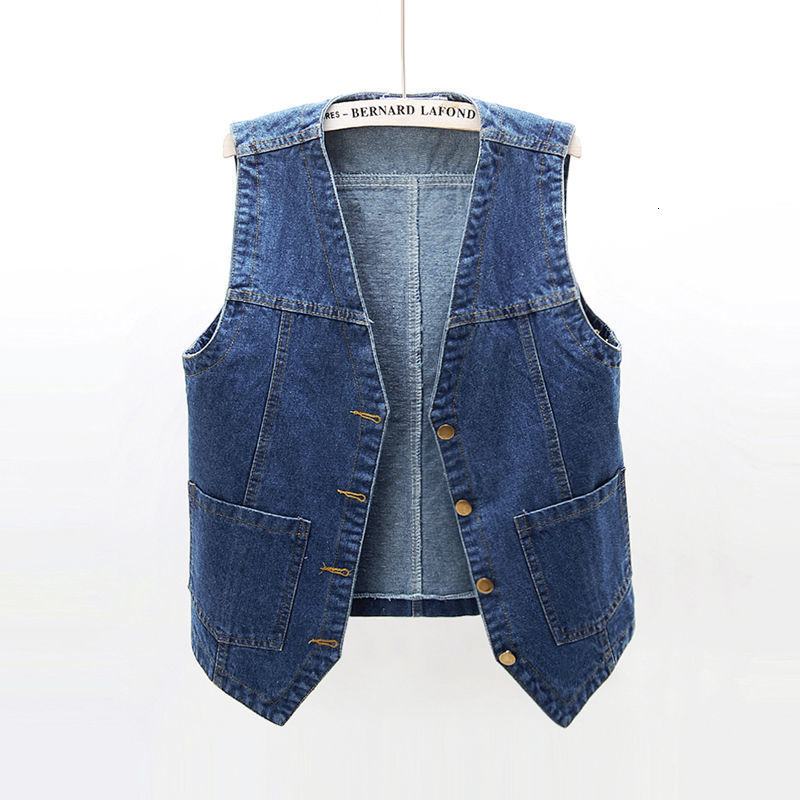 Women's Vests Fashion V-Neck Denim Vests Women Spring Summer Short Sleeveless Jacket Casual Chaleco Single-Breasted Oversize Jean Waistcoat 23032