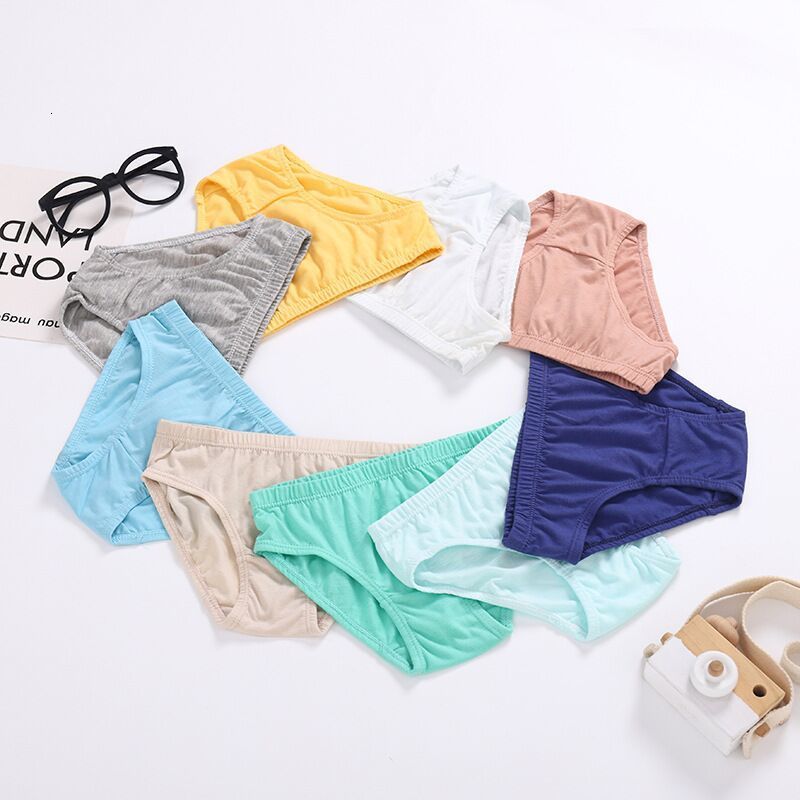 Panties 12pcsLot Random Colors Boys Solid Kids Briefs Children Underwear Shorts Suit 110Years 230322