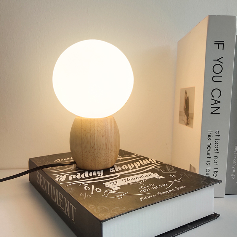 Bedside lamp Wooden Table Lamp Featuring a Clear Glass Enclosure Ideal for Relaxing Ambiance AC85-265V