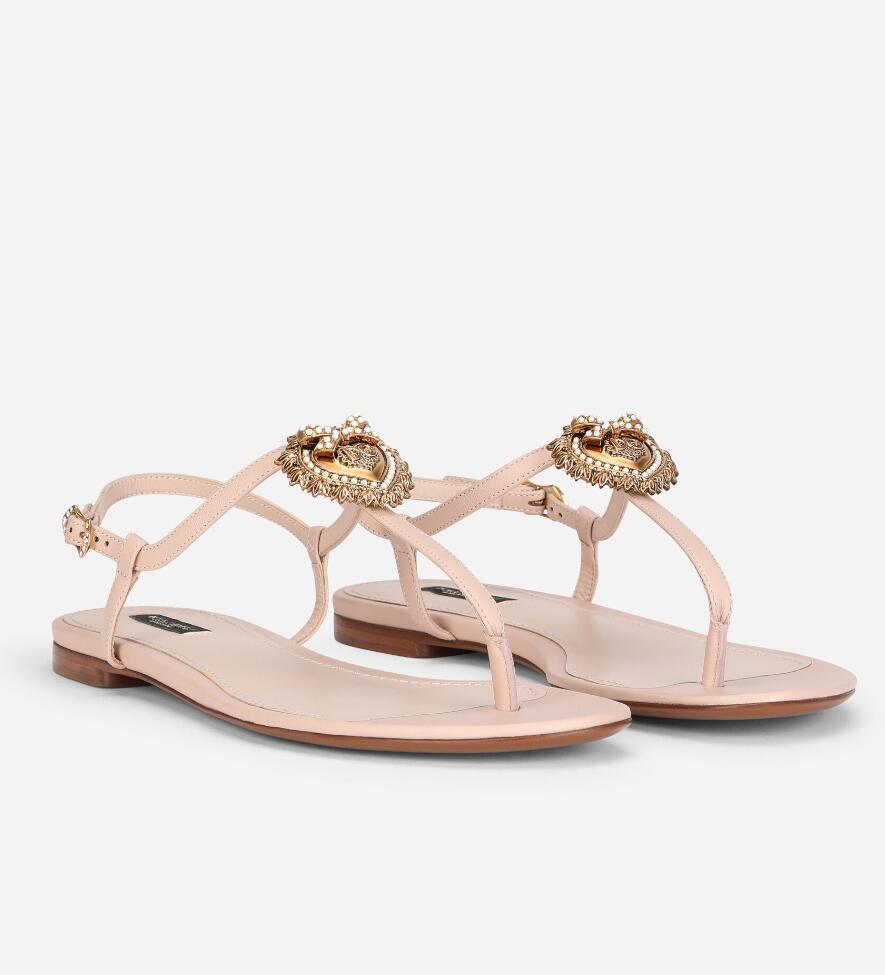 Summer Top Brand Devotion Thong Sandals Shoes Nappa Leather Nude Black Gold Flip Flops Party Dress Wedding Lady Walking EU35-43