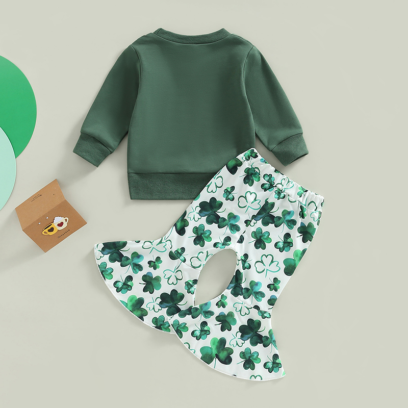 Clothing Sets 1116 Lioraitiin 03Years Baby Girl St Patricks Day 2Pcs Spring Outfits Long Sleeve Letter Pullover Shamrock Flare Pant 230322