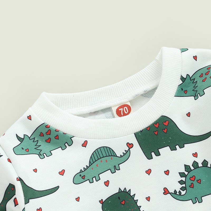 Clothing Sets 1202 Lioraitiin 03Years Toddler Baby Boy Girl 2Pcs Valentines Day Dinosaur Printed Long Sleeve Top Pants 230322