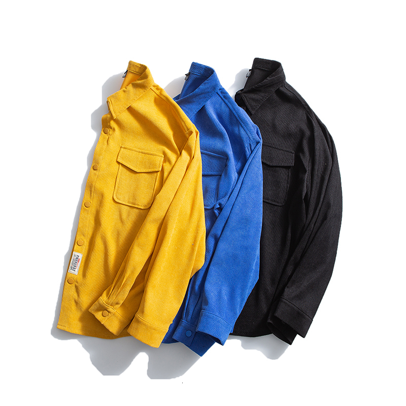 Men's Casual Shirts Corduroy Shirts Pocket Long Sleeve Casual Oversized Male Blouses Tops Vintage Fashion Cardigan Clothing Woman Shirt 230322