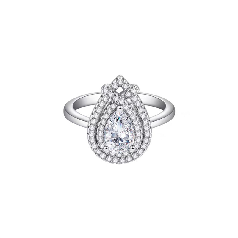 Water Drop Finger Ring AAAAA Zircon White Gold Filled Engagement Wedding Band Rings for Women Bridal Promise Party Jewelry Gift